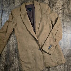 CLUB MONACO Wool blend Blazer Women 2 Brown Two Button Patch Pocket 00701426